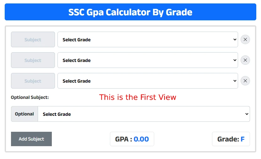 Image of SSC GPA Calculator with Grade