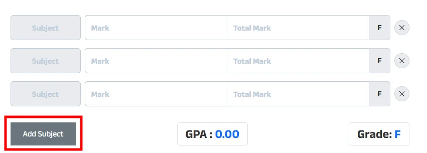 Subject add image of HSC GPA calculator by mark of Bangladesh